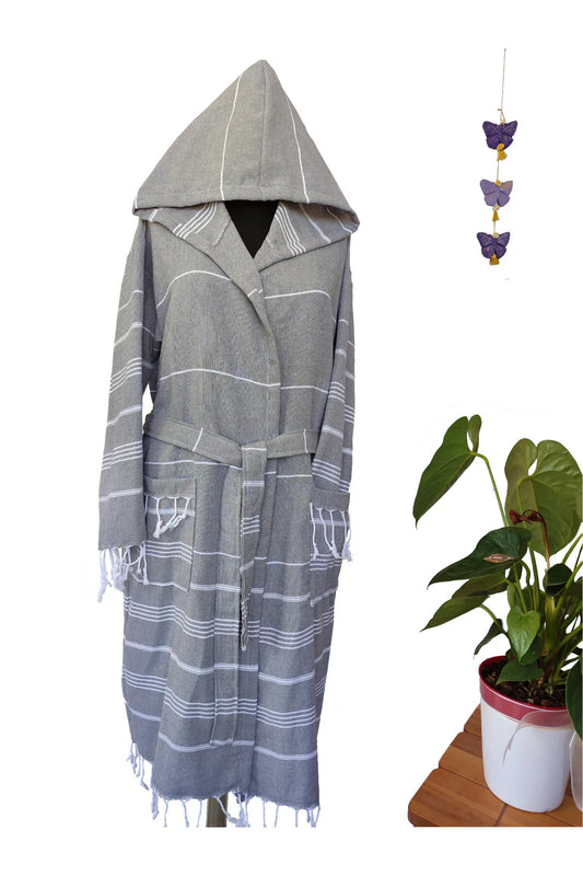 Basic Layers Turkish Cotton Bathrobe for Men and Women – Hooded Soft Robe for Bath, Beach, Pool